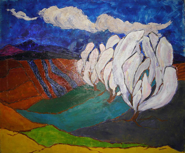 16  White Trees, Blue Sky